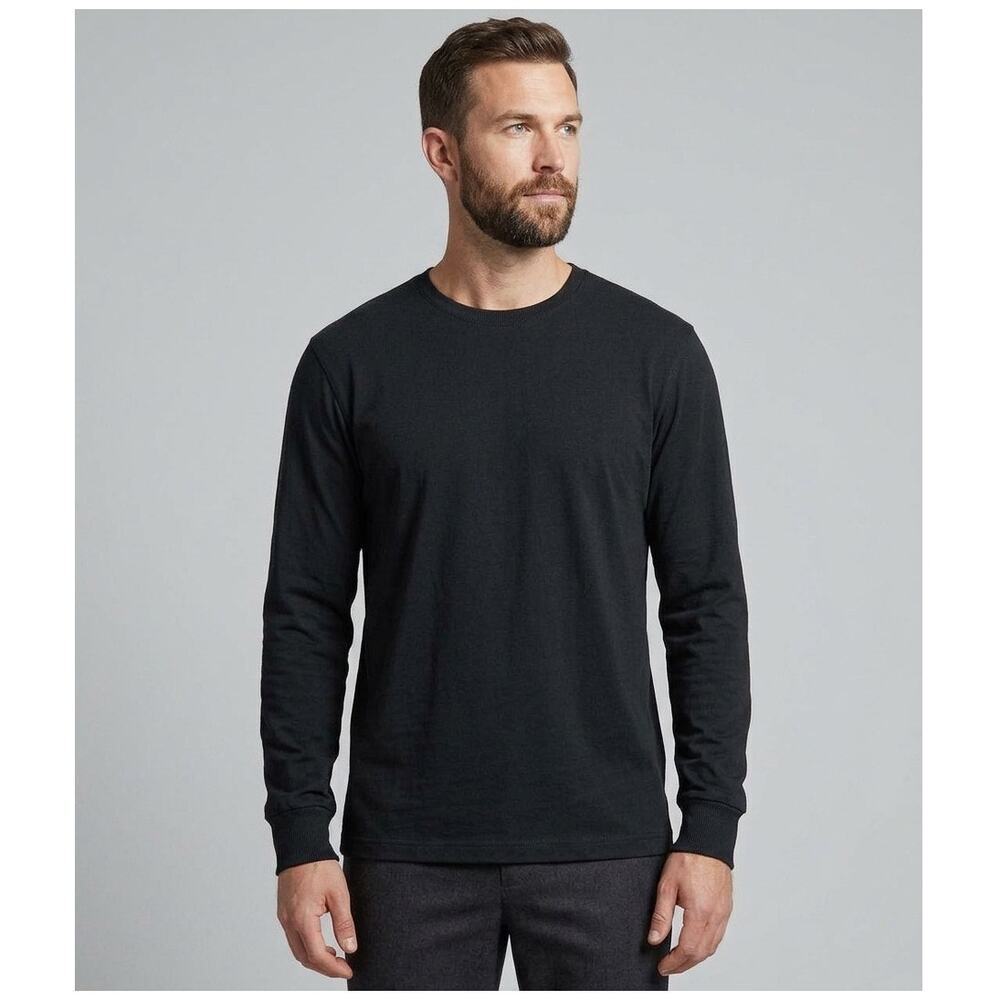 American Giant Premium Slub Crew Neck Tee Shirt Long Sleeve Black Size Medium